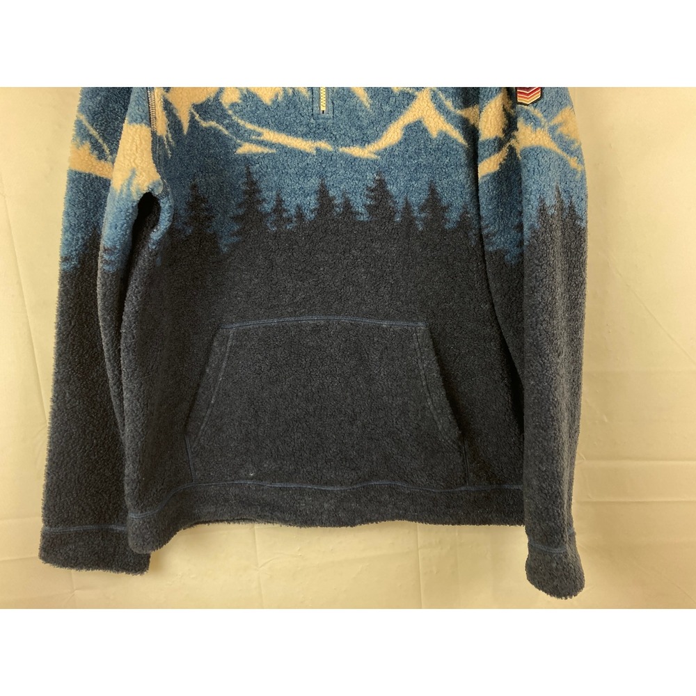 Marine Layer Sherpa Fleece Mens XL Blue Mountain Scene Sweater Nature Ski Cabin - Picture 3 of 9